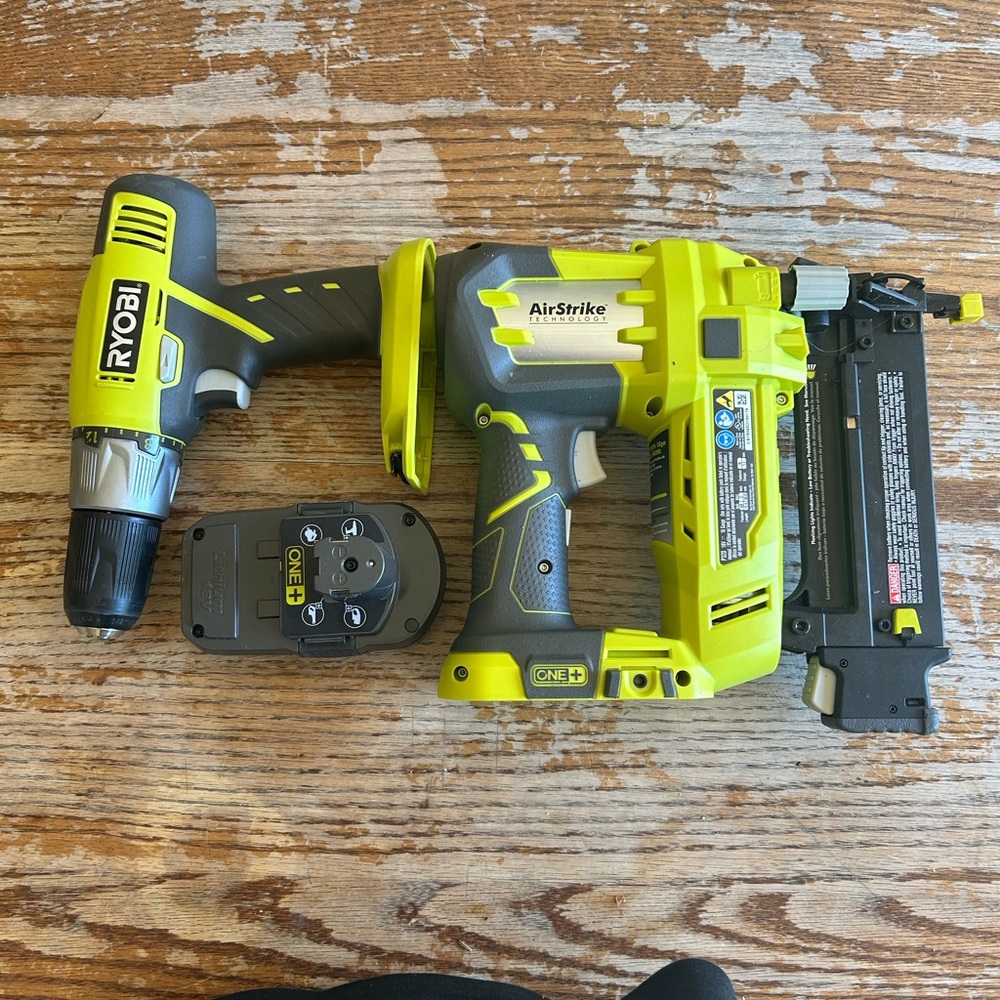 Ryobi Brad nailer + drill + 18 volt battery all brand new never used